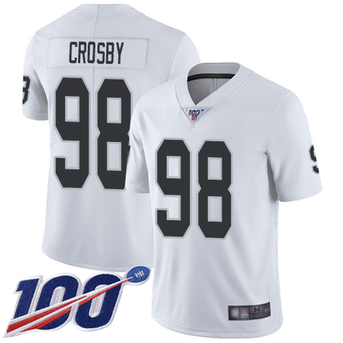 Men Oakland Raiders Limited White Maxx Crosby Road Jersey NFL Football #98 100th Season Vapor Jersey->oakland raiders->NFL Jersey